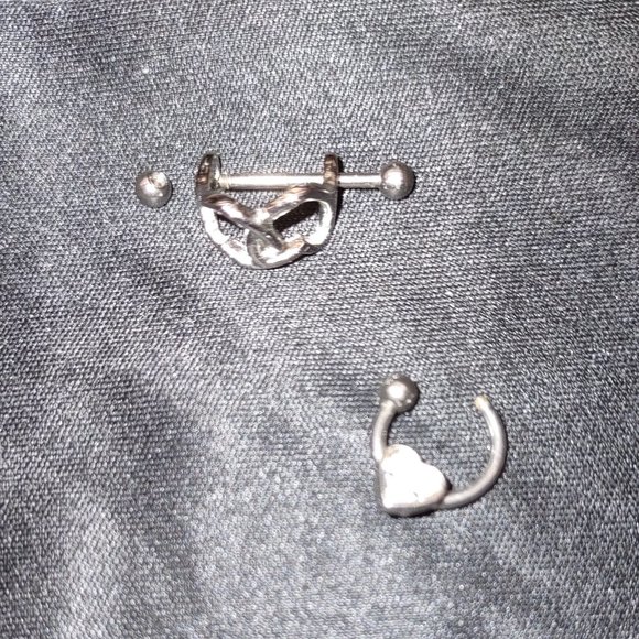 Steel/cz cartilage earrings.  2, NWOT - Picture 5 of 5